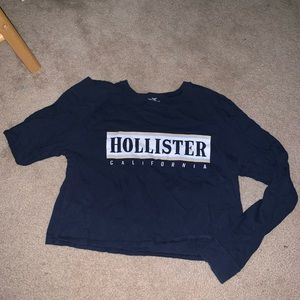 Hollister navy blue cropped long sleeve
